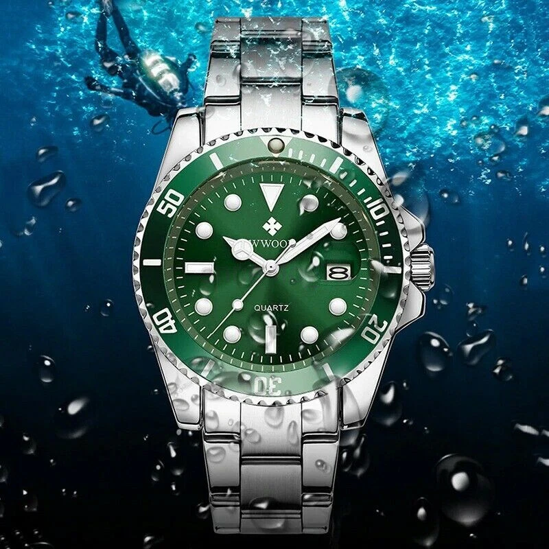 WWOOR 8878 Mens Top Brand Luxury Quartz Stainless Steel Waterproof