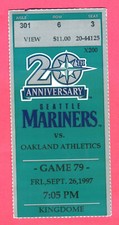 RAUL IBANEZ CAREER HR #1 TICKET STUB-9/26/97 MARINERS/A'S