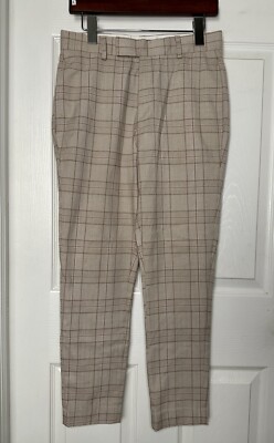 ASOS Design Plus Slim Crop Smart Pants Hounds tooth Brown Size 28x30