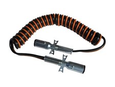Road Superior Truck Parts 15 ft Dual Pole Coiled Electric Cable w/ 2 x 12" Leads
