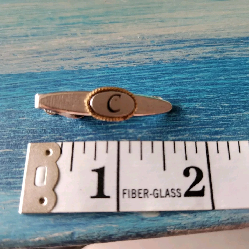 Vintage SWANK "C" Initialized Silver With Gold Border Accent - Image 2 of 4