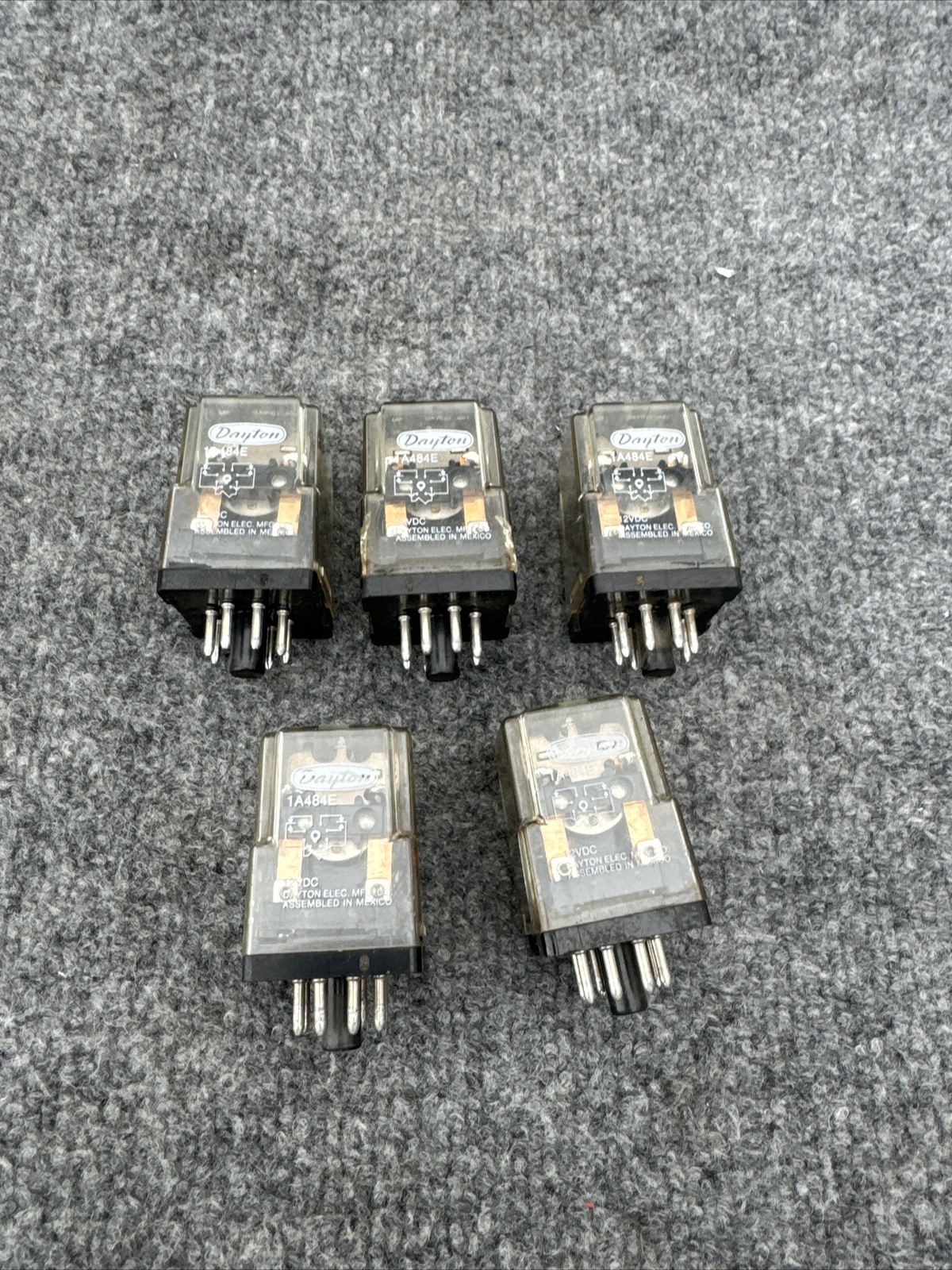 Lot Of 5 - Dayton 1A484E 12VDC 8 Pin 10A General Purpose Relay Socket Mounted