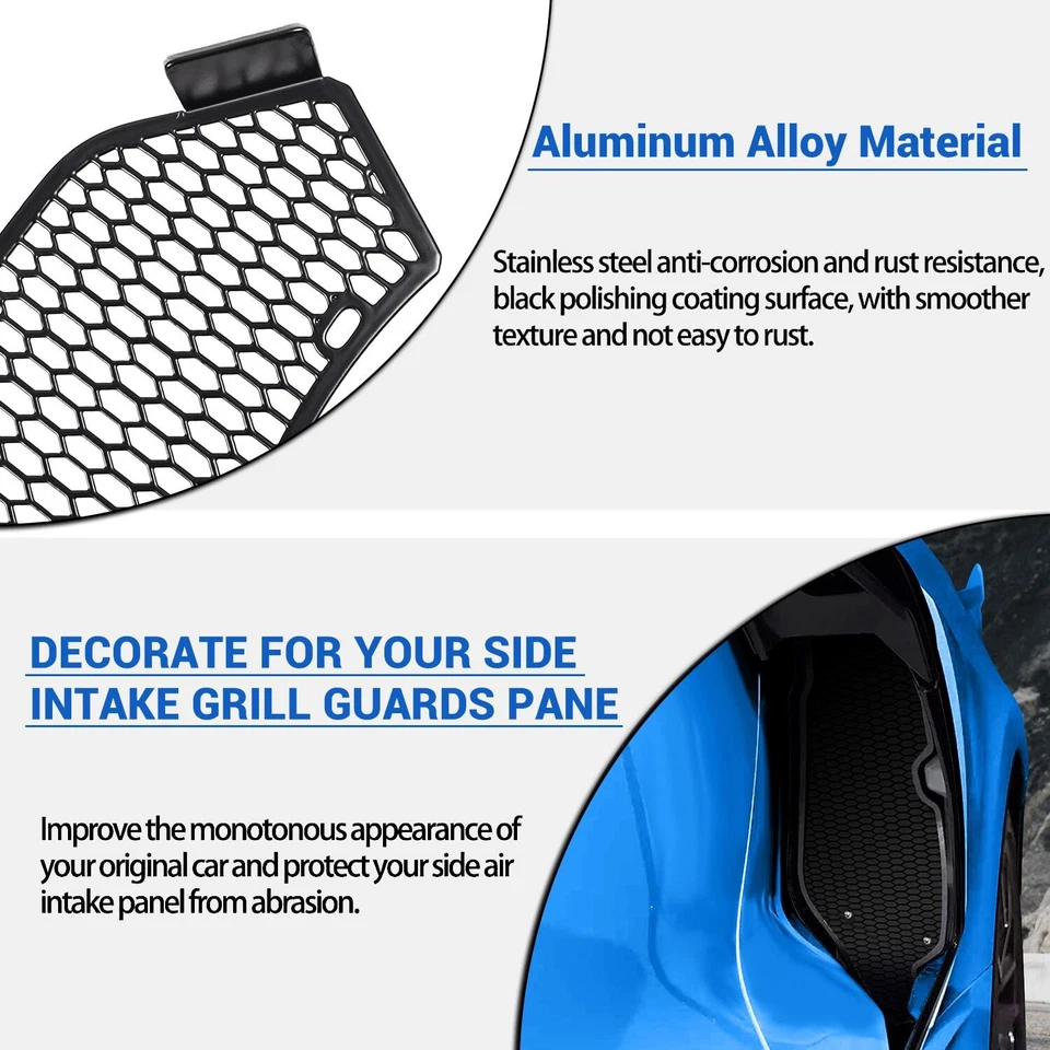 Side Intake Mesh Grille Insert Guard For Corvette C8 2020-2024 Filler Screen US - Image 4 of 4