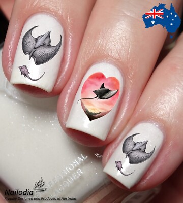 Stingray Nail Art Decal Sticker Water Transfer Slider - Seafood Lovers