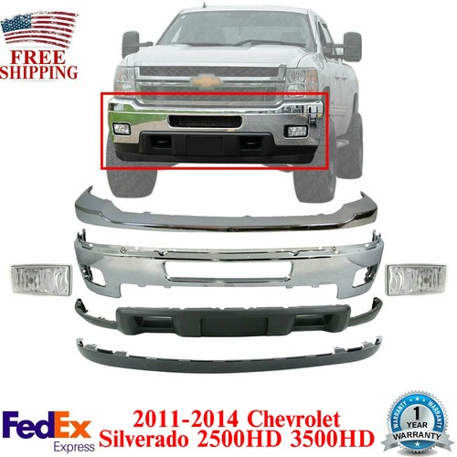 Front Bumper Chrome Kit With Brackets For 2007-2010 Chevy Silverado 2500HD/3500 – Complete Set 5 thumbnail image