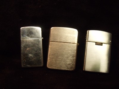 SET OF (3) VARIOUS VINTAGE STEEL LIGHTERS ~ SAROME ~ STORM KING ~ ZIPPO