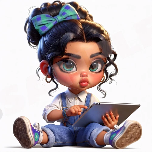 AI Art Toddler Girl in Overalls | Digital Download JPEG | Phone Desktop Use