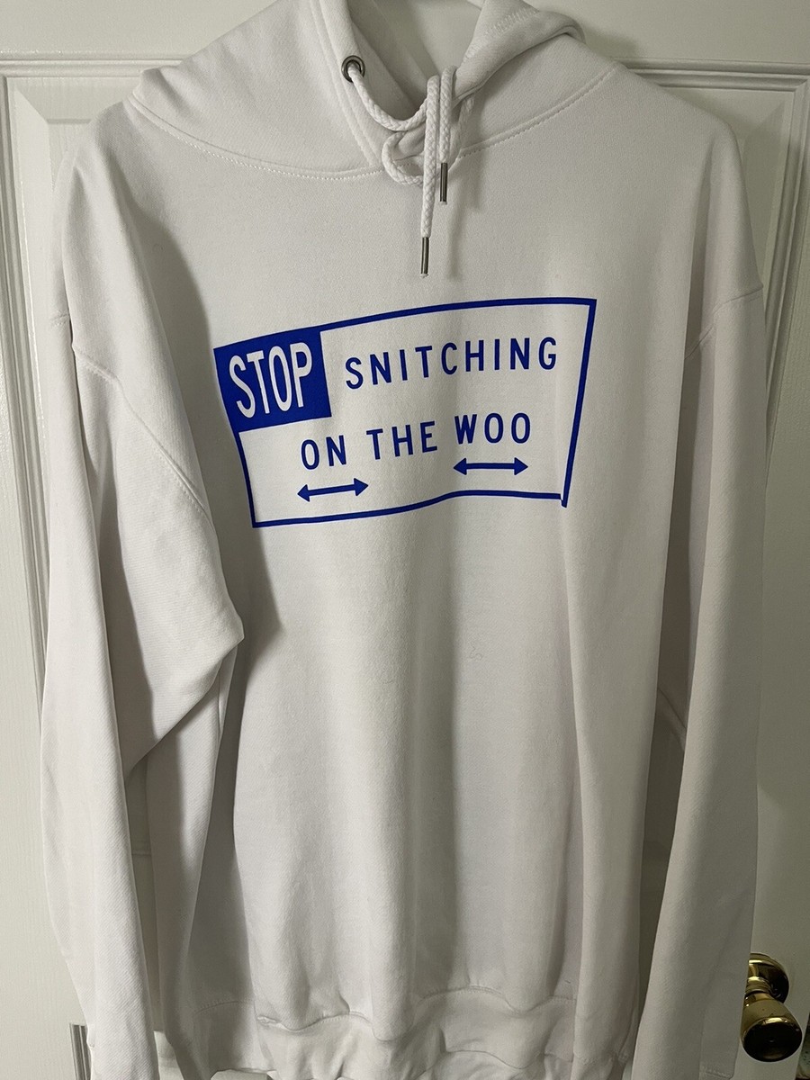 POP SMOKE X VLONE BLUE “STOP SNITCHING ON THE WOO” LARGE HOODIE