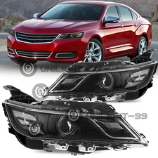 for 2014-2020 Chevy Chevrolet Impala Black Halogen Projector Headlights Headlamp