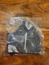 Face Mask 100 Cotton. Black White Tropical Leaf Pattern. Adjustable Elastic.