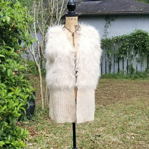 RUE 21 Faux Fur Vest Womens Large Beige 