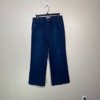Paige Carly Wide Leg Cropped Trouser Jeans Denim Pants Size 27