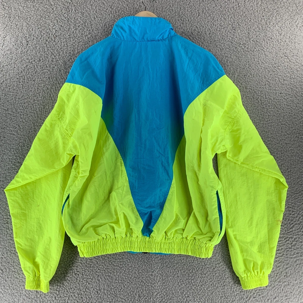 Vtg 90s FILA Jacket Mens Large Baggy Beach Windbreaker Full Zip Neon Yellow USA