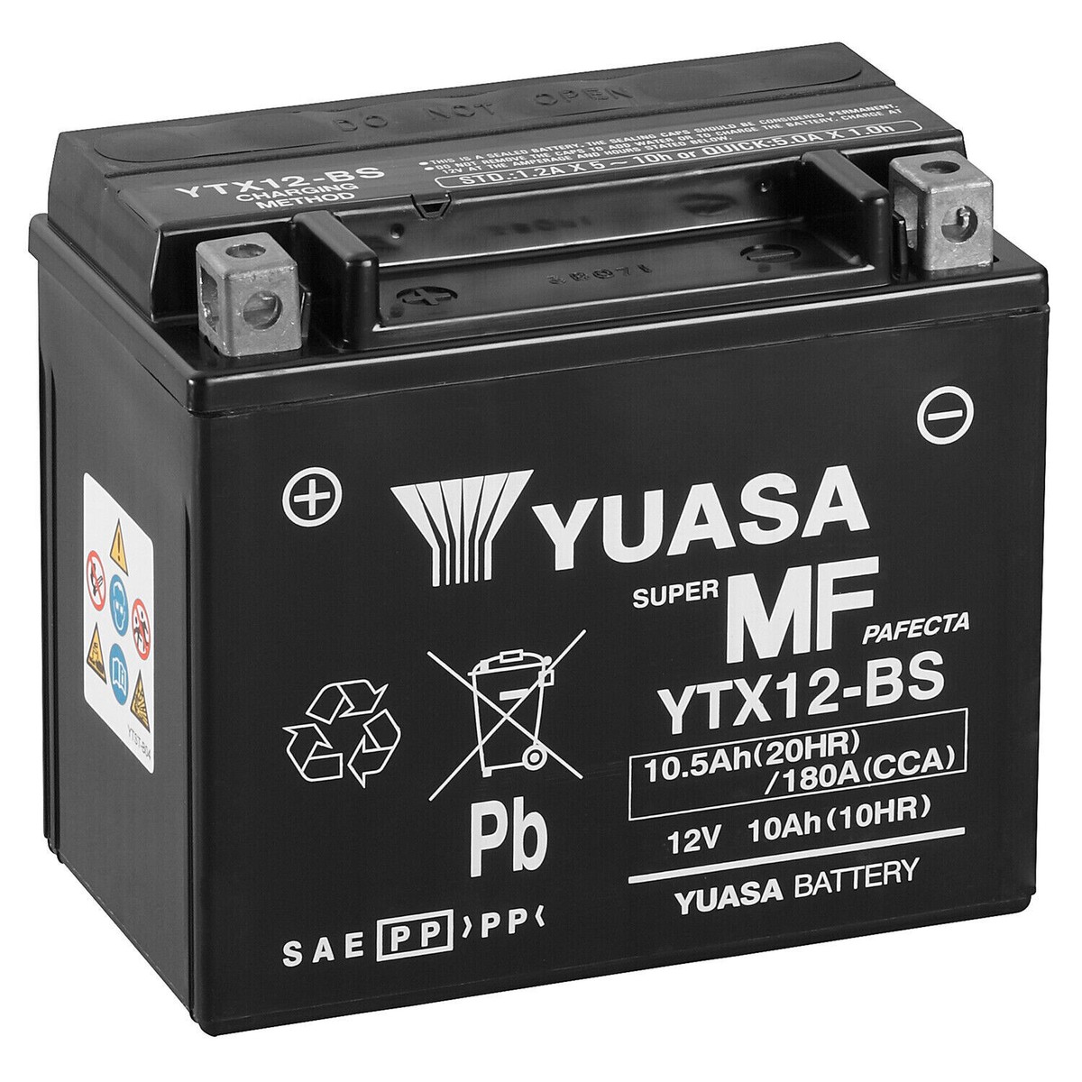 YUASA YTX12-BS, 12V 10Ah 180 CCA SEALED MAINTENANCE FREE
