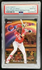 2025 Topps Finest Elly De La Cruz Creators Gold Refractor #/50 Reds PSA 10