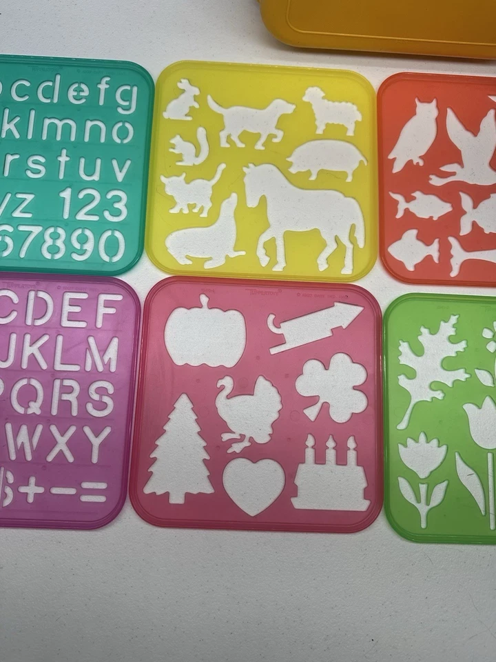 1987 TUPPERWARE TUPPERTOYS STENCIL ART VINTAGE SET SET OF 8 STENCILS With Case - Image 3 of 4