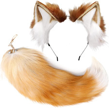 Valpeak Fox Ears and Tail Therian Tail Gear Wolf Ears for Kids Fluffy Therian St