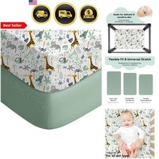 Pack N Play Sheets Fitted Mini Crib Sheets 2-Pack for Playard Mattress Green