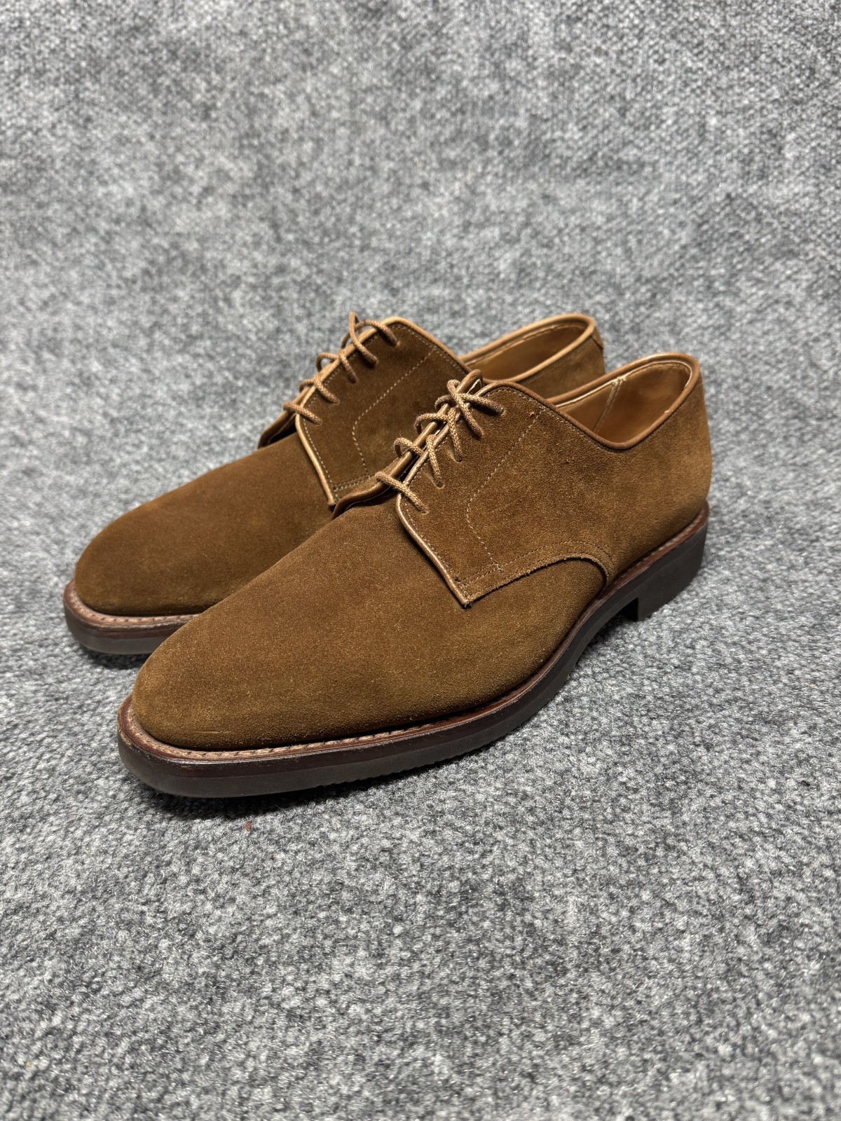 SAOLA Crockett & Jones Latimer marrone scamosciato tinta unita davanti derby Inghilterra uomo UK 8 US 9