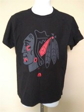New Chicago Blackhawks Youth Size M Medium Black Majestic Shirt