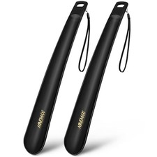 Plastic Shoe Horn Long Handle 16.5Inch, Long Shoehorn Sturdy Black/ Pack of 2
