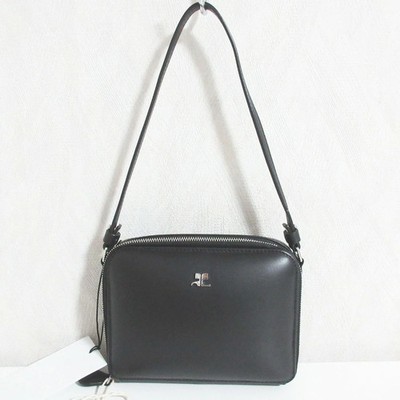 Courreges Cloud Leather One-Shoulder Bag Handbag Black Ladies Luxs Brand Luxe