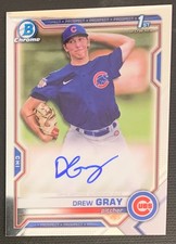 2021 Bowman Chrome - 1st Bowman - Autograph Card - Drew Gray - Chicago Cubs