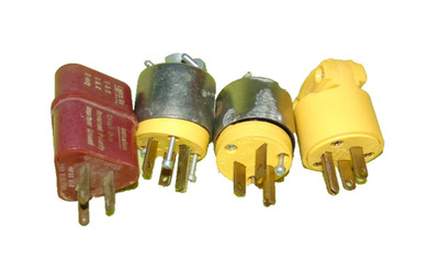 Mixed Lot of 3 Male Electrical Plugs & Vintage Ground Monitor