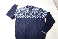 Greyson Wool Sweater Mens Size Medium Maltese Blue 1/4 Zip Sweater INV12641692