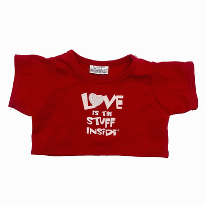 Build A Bear Red White Love Stuff Inside Shirt Top Boy Girl Plush Teddy Clothes