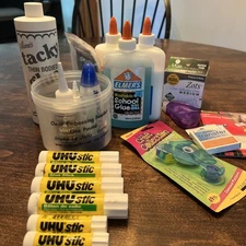 UHU Stic White Glue Stick- Elmers- Aleen’s Tacky- Dots/zots  Large Lot
