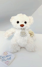 Peluche/Doudou Petit Ours Blanc Crème Beige Yeux Nez Marron 20cm Histoire D'ours