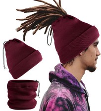 Unisex Satin Lined Knit Open Beanies Rasta Beanie Spring Fall Winter Hats for...
