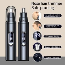 Electric Nose Hair Trimmer Rechargeable Ear Eyebrow Painless Clipper LED Display