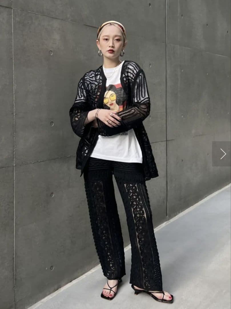 Ameri　BATTEN LACE LIKE KNIT JACKET - image 2