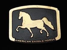 RA13172 NOS VINTAGE 1970s  AMERICAN SADDLE HORSE  BRASSTONE BELT BUCKLE