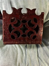 Leather Magazine Rack, Solid Leather Hand Designed With Cut Outs ,Hand Tooling