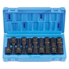 Grey Pneumatic 1/2" Drive Metric Hex Impact Bit Socket Set 10 Pieces