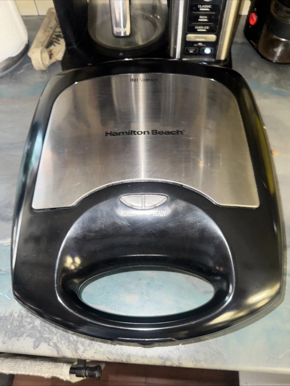Hamilton Beach 4 Square Nonstick Waffle Maker, Black. Model 26020