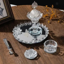 Glass Incense Burner Set Arabian Incense Burner Holder Home Fragrance with Tong