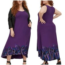 Torrid NWT Disney The Little Mermaid Hi-Lo Maxi Dress Soft Ursula Tentacles 0X