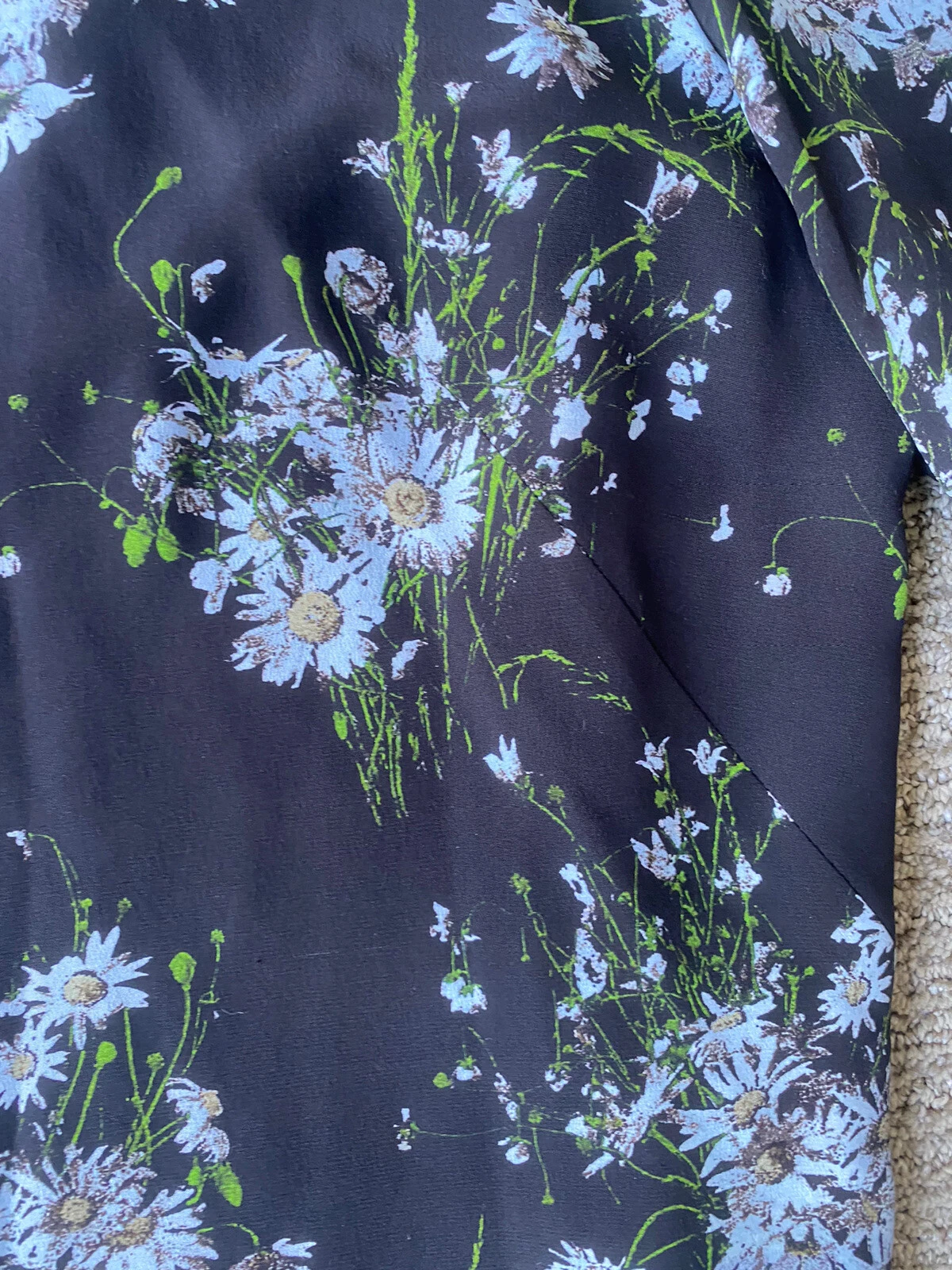 Abito a turni Alexander McQueen cravatta in seta collo a turtleneck $1 785 floreale nero blu