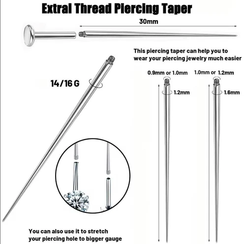 Titanium Piercing Taper Insert Pin 16g 18g 20g Internally Threaded Jewelry image 5