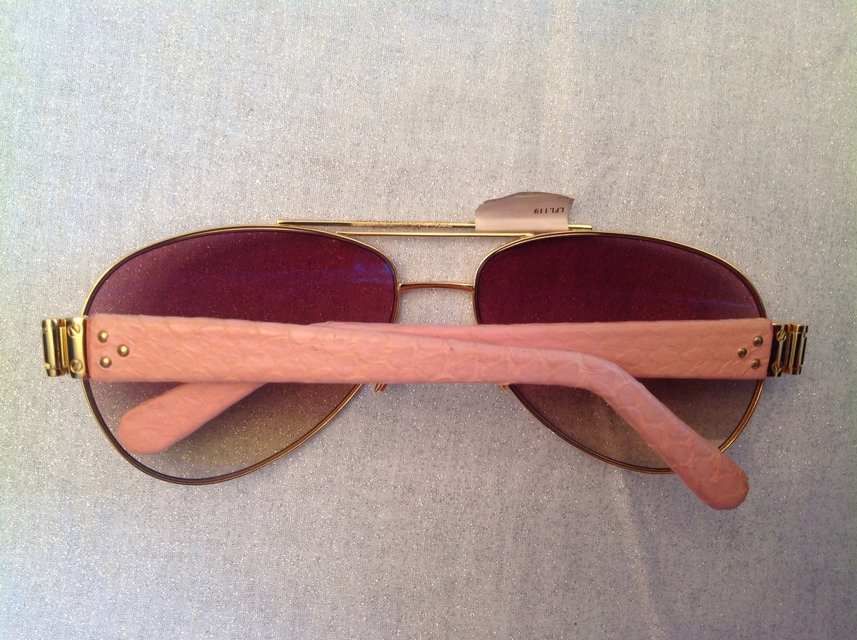 Linda Farrow Rose Gold Titanium Snakeskin Folding Blinker Aviator Sunglasses HOT RARE LINDA FARROW LUXE LFL119/7 PINK SNAKESKIN/GOLD  main image 3