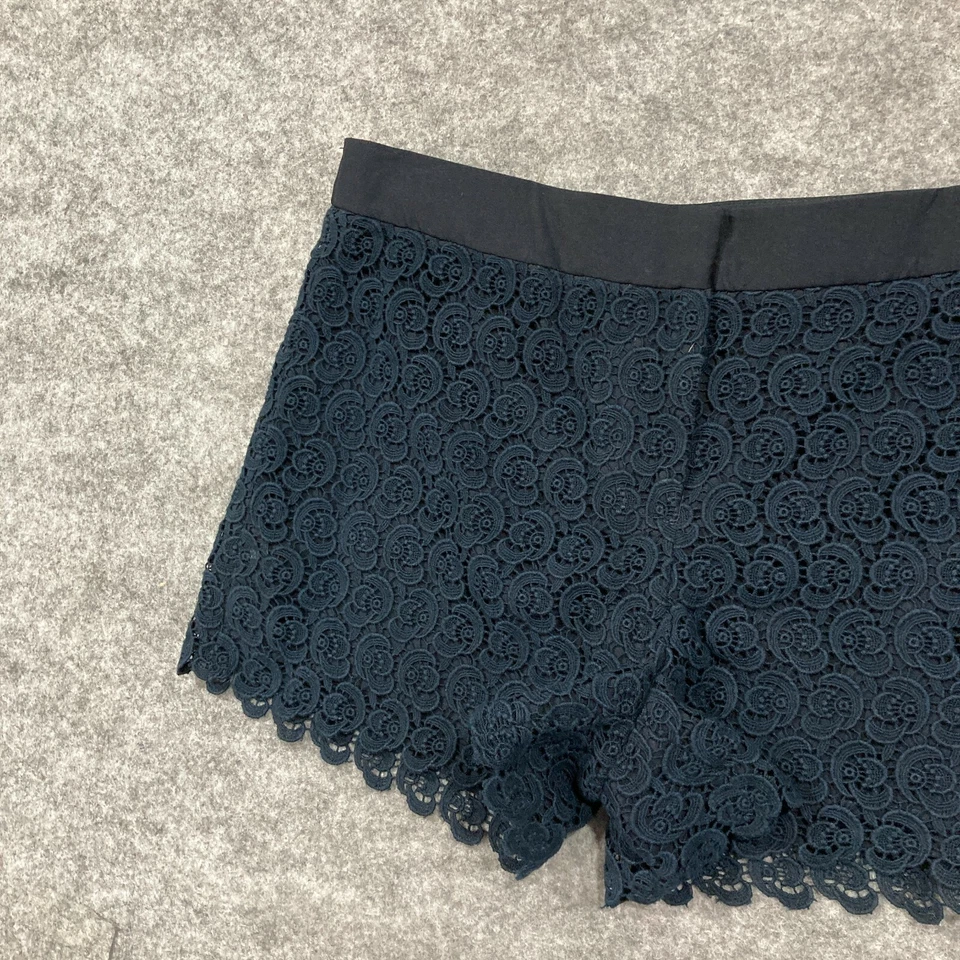 Pantalones Cortos Club Monaco Para Mujer 2 AU 6 Azul Floral Encaje Cremallera Tiro Bajo Algodón 15333 Foto 3 de 4