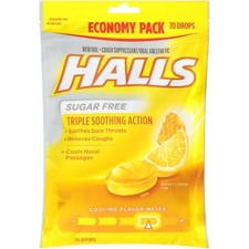 Halls Sugar Free Cough Drops - Honey Lemon - 70ct