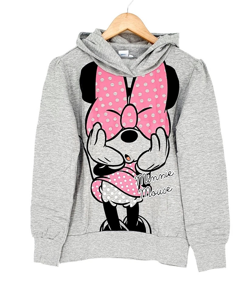 DISNEY Mädchen Kapuzenpullover Sweatshirt Hoodie Minnie Mouse 164 170 grau A24