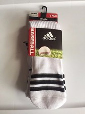 NWT 2-Pack Adidas Climalite Baseball Socks White and Black Sizes Small 13c-4y 