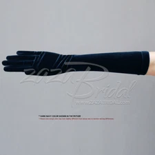 15.5" Long Stretch Velvet Gloves Slip-On Below-The-Elbow Length / Various Colors
