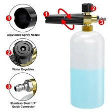 1/4" Snow Foam Pressure Washer Gun Car Wash Soap Lance Cannon Spray Jet Bottle